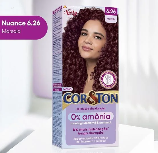 Tintura Cor&Ton Niely 0% Amônia 6.26 Marsala
