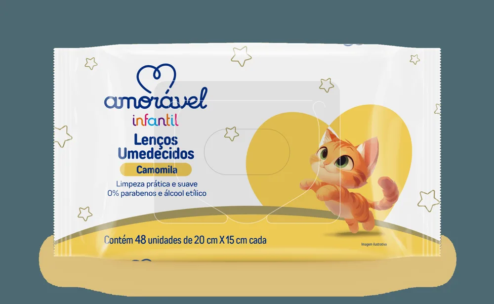 Lenços Umedecidos Baby Amorável Camomila 48 Unidades