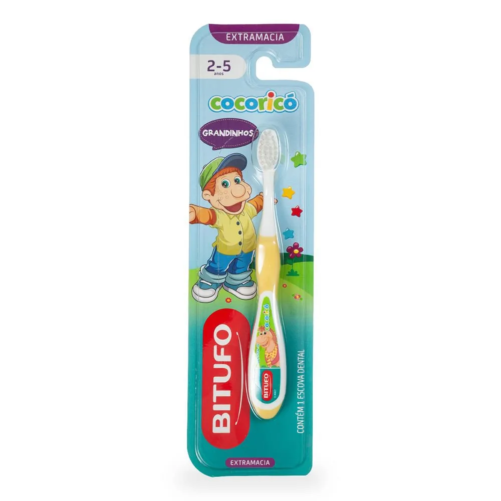 Escova Dental Infantil Bitufo Grandinhos Cocoricó Ultra Macia de 2 a 5 anos 1 Unidade