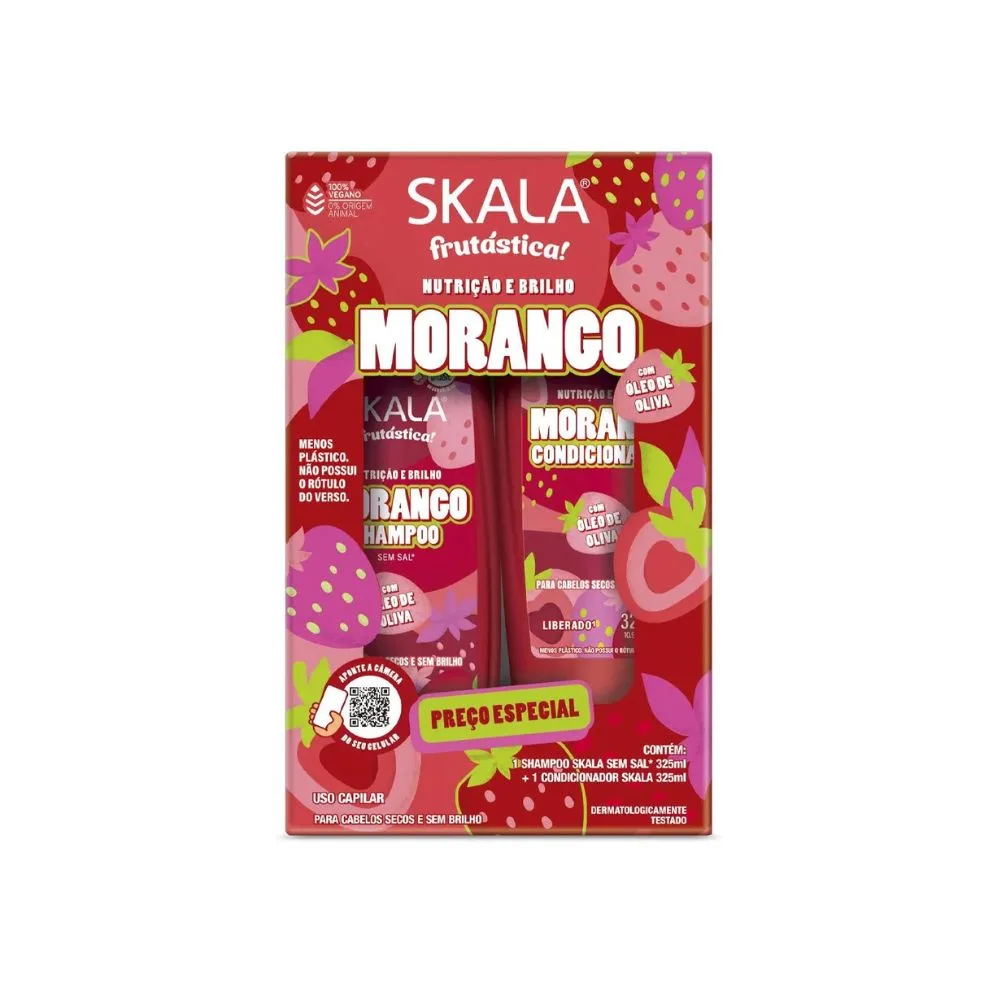 Kit Shampoo Skala Frutástica Morango 325ml 1 Unidade + Condicionador Skala Frutástica Morango 325ml 1 Unidade