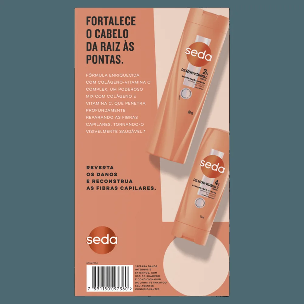 Kit Shampoo Seda by Niina Secrets Colágeno + Vitamina C 300ml 1 Uni + Condicionador  Colágeno + Vitamina C by Niina Secrets 190ml 1 Uni