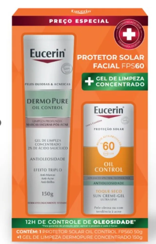 Kit Eucerin Protetor Solar Oil Control Fps60 50g + Gel De Limpeza Dermopure Oil Control 150g