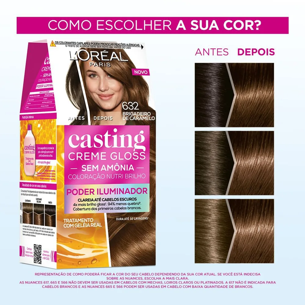 Coloração Casting Creme Gloss - Poder Iluminador 632 brigadeiro De caramelo