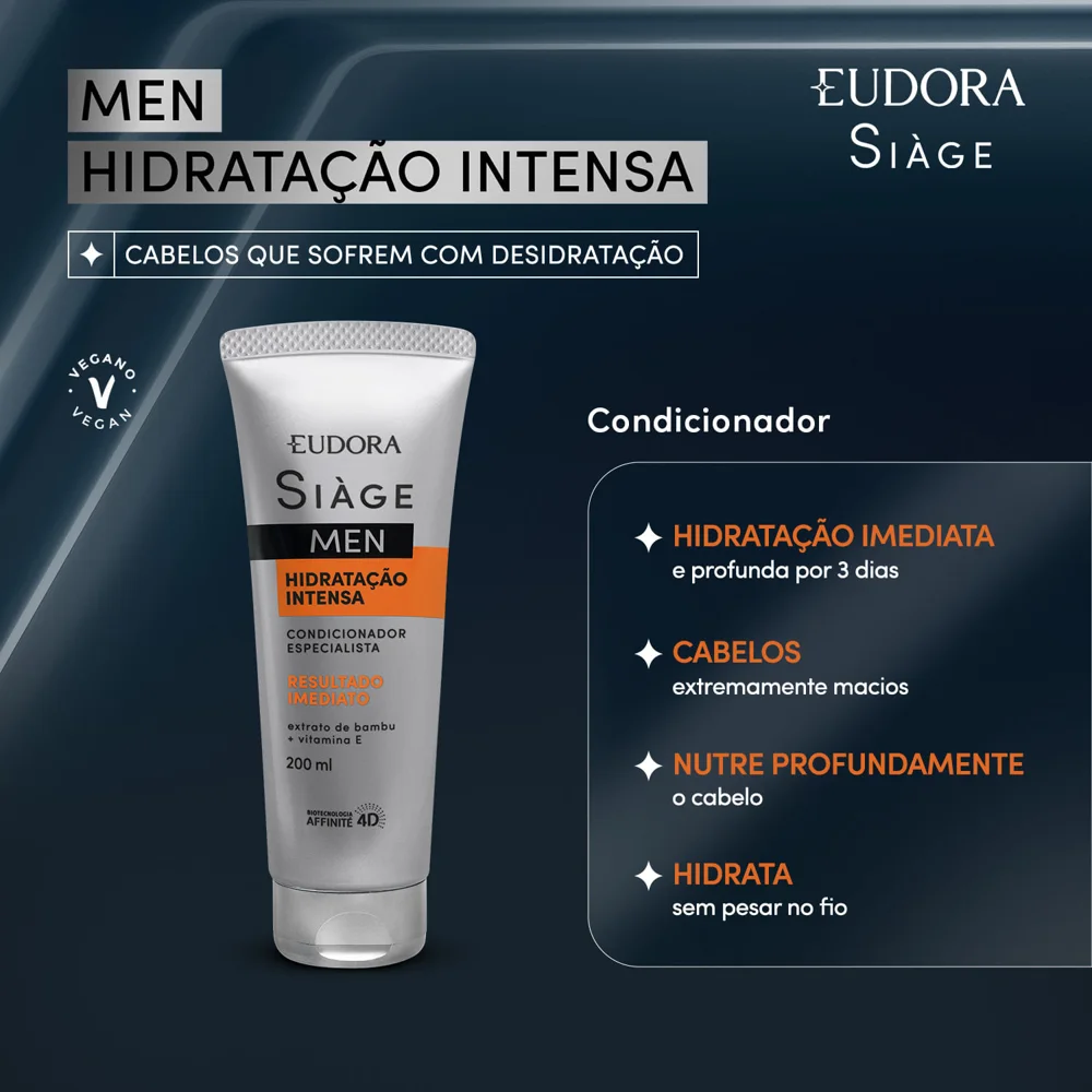 Condicionador Eudora Siàge Men Hidratação Intensa 200ml