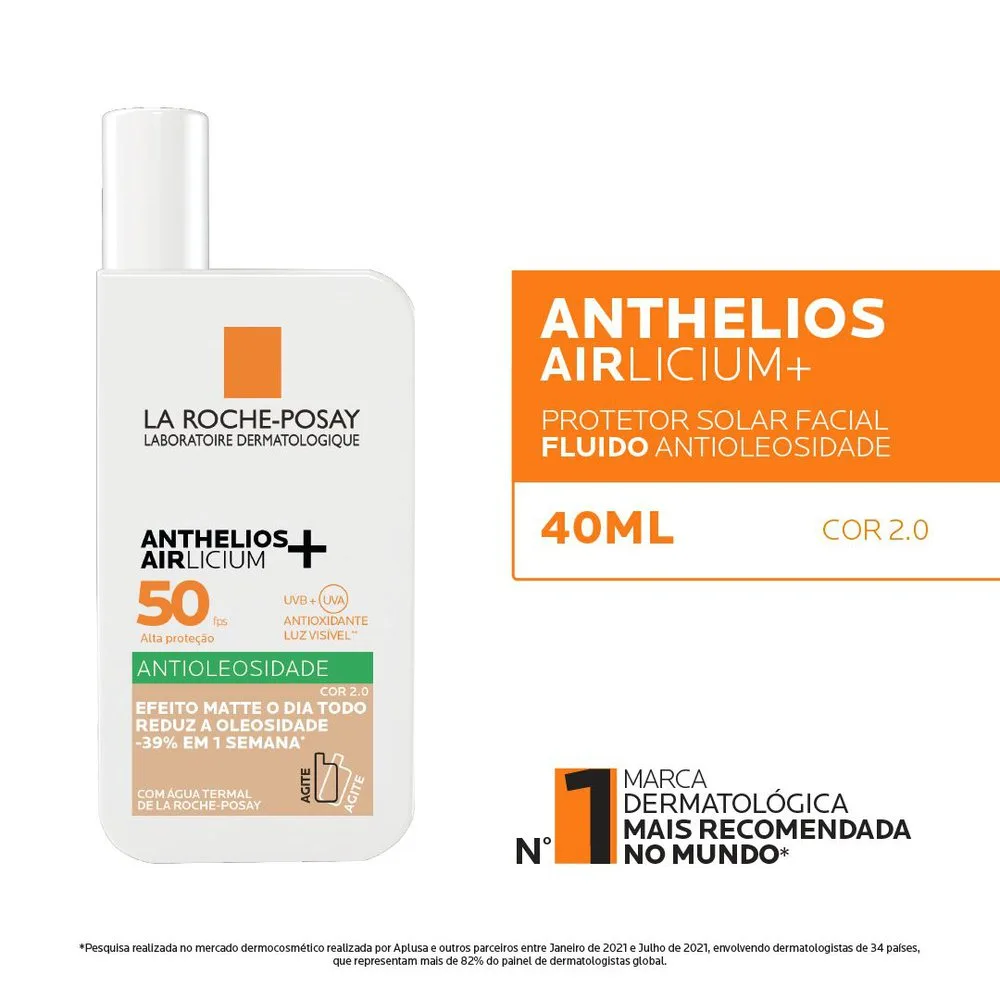 Protetor Solar Facial La Roche-Posay Anthelios Airlicium+ FPS50 Cor 2.0 40ml