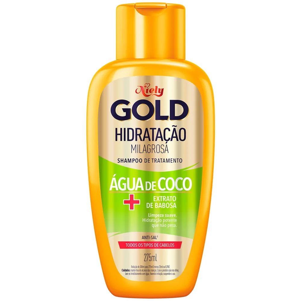 Shampoo Niely Gold Hidratação Milagrosa Água de Coco 300ml