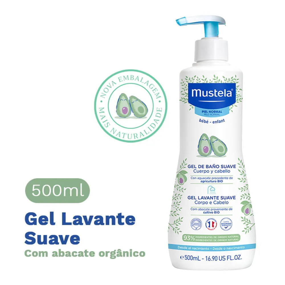Kit Mustala Gel Lavante Bebê Suave com Abacate Orgânico 500ml + Loção Hidratante Hydra Bébé Bebê Pele Normal 500ml