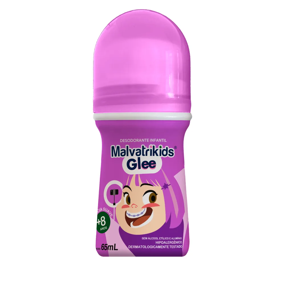 Desodorante Infantil Malvatrikids Glee +8 anos Fragrância Suave Roll On 65ml