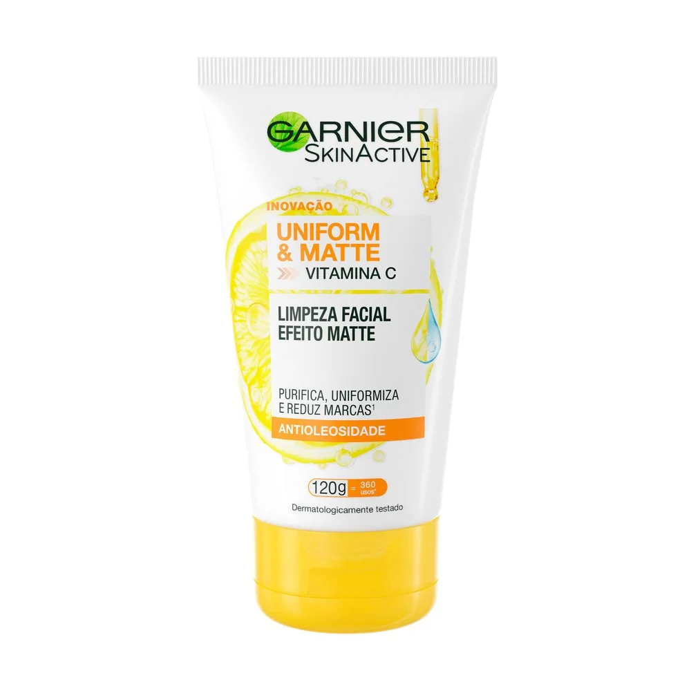 Sabonete Líquido Facial Garnier SkinActive Uniform & Matte com Vitamina C Antioleosidade 120g