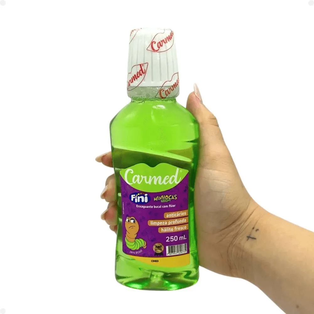 Enxaguante Bucal Carmed Fini Minhocas com Flúor Zero Álcool 250ml