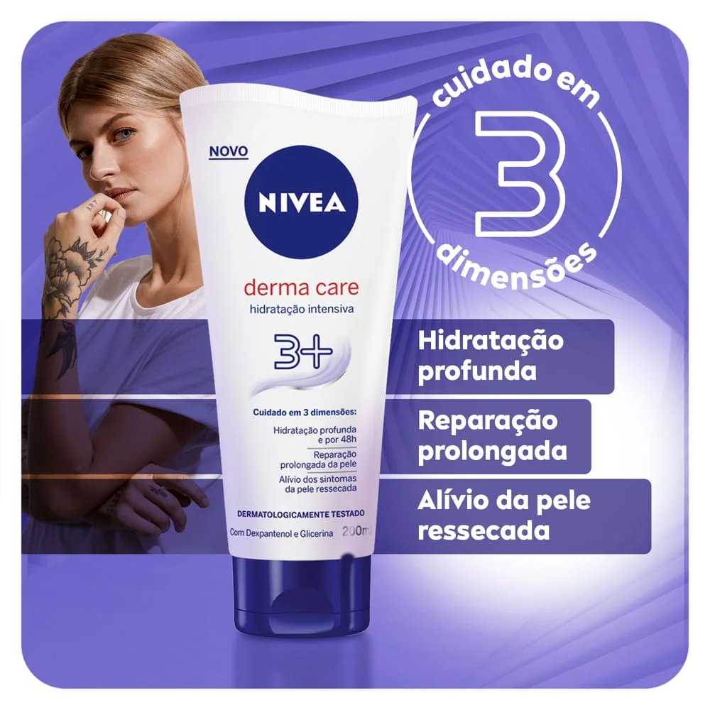 Loção Corporal Nivea Derma Care Hidratação Intensiva 3+ 200ml