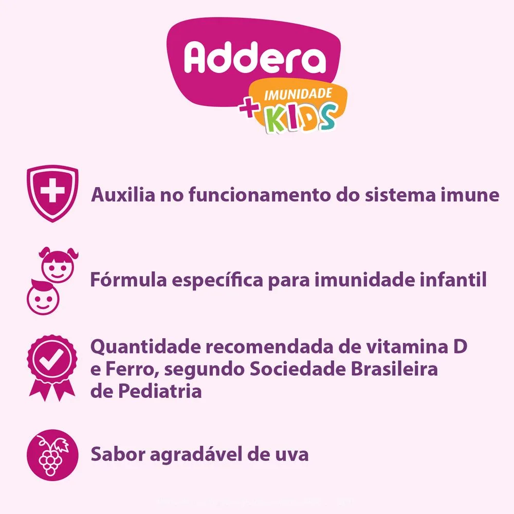 Addera + Imunidade Kids 600UI Sabor Uva Solução Oral 75ml + Seringa Dosadora