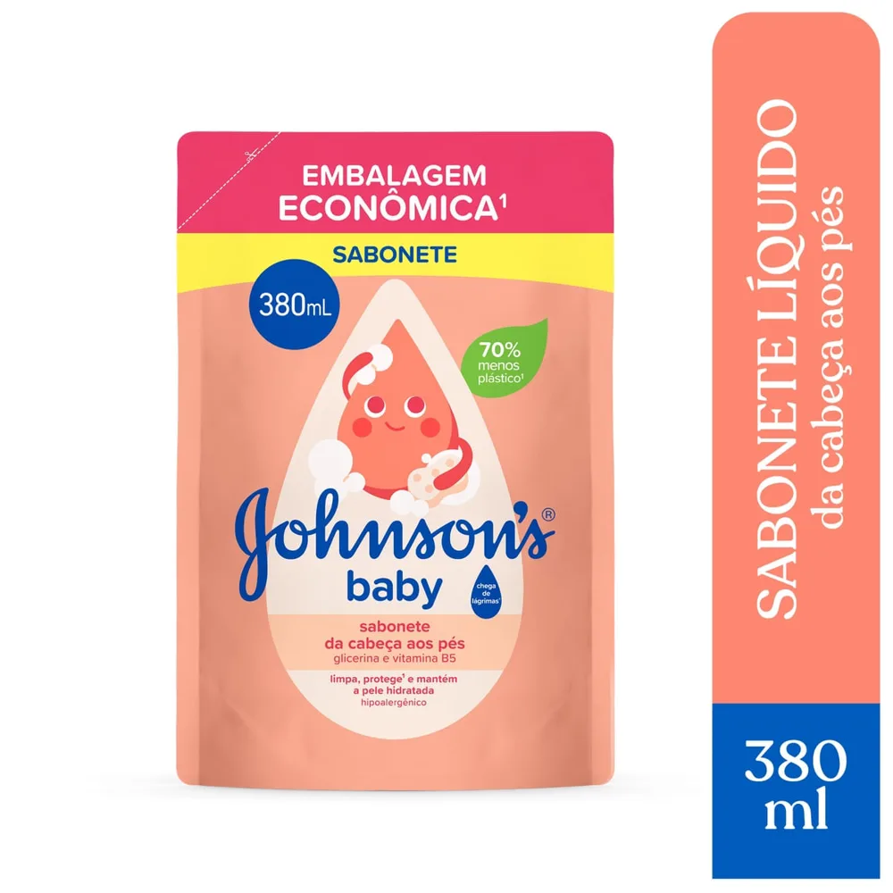 Sabonete Líquido Infantil Johnson's Baby Glicerina da Cabeça aos Pés Refil 380ml