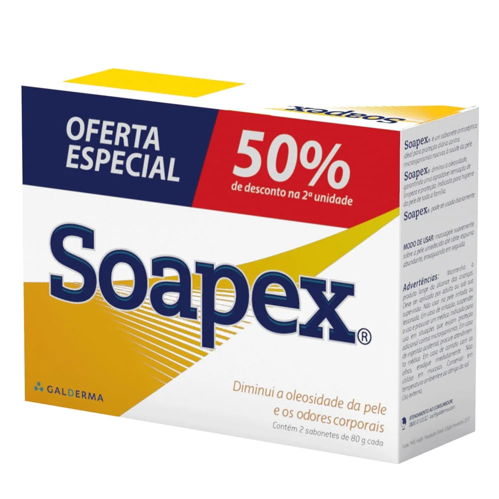 Kit Sabonete em Barra Soapex Antisséptico 80g 2 Unidades