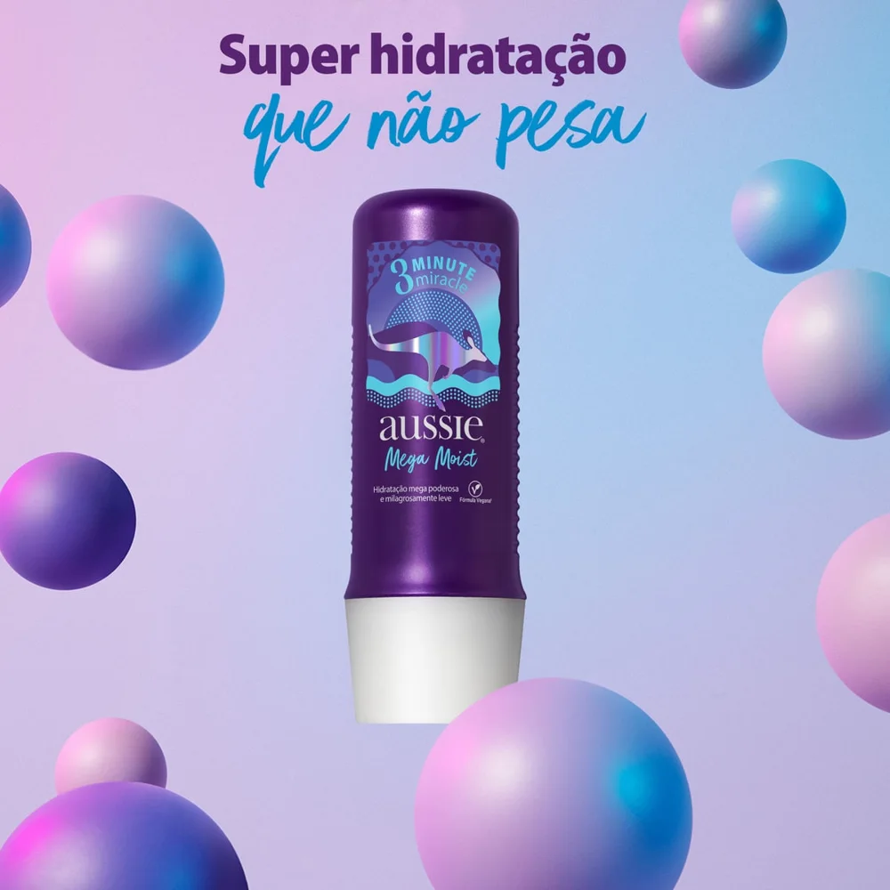 Creme de Tratamento Capilar Aussie 3 Minute Miracle Mega Moist Hidratação Intensa 236ml