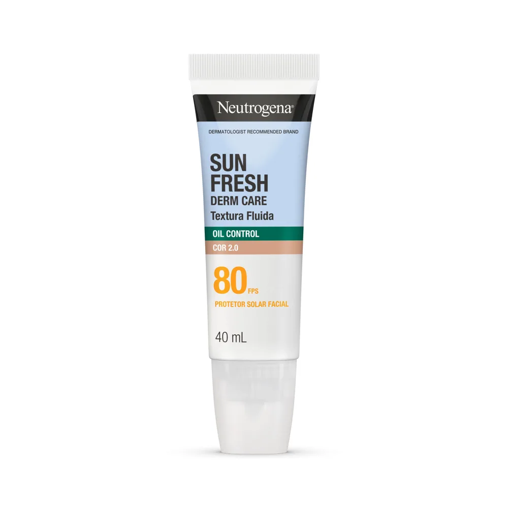 Protetor Solar Facial Neutrogena Sun Fresh Derm Care Oil Control Fluido Cor 2.0 FPS80 40mL