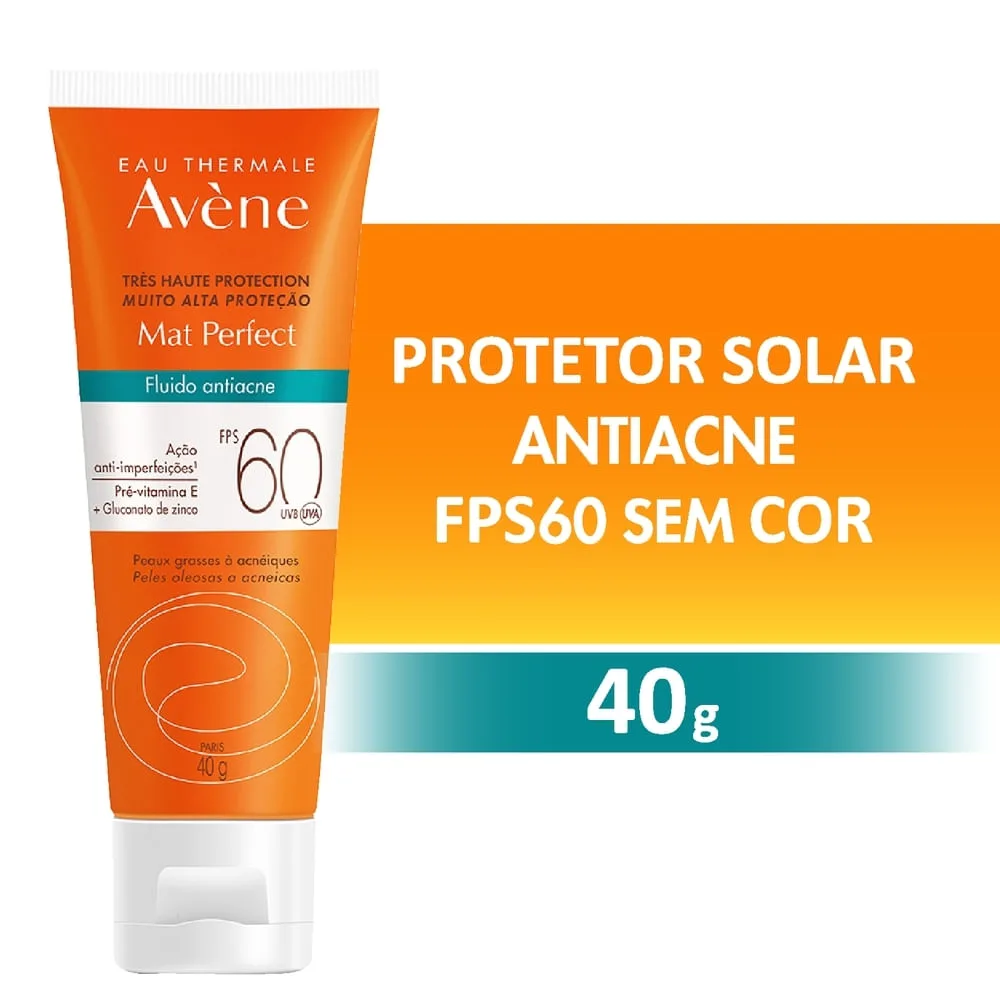 Protetor Solar Facial Avène Mat Perfect Fluído Antiacne FPS60 40g