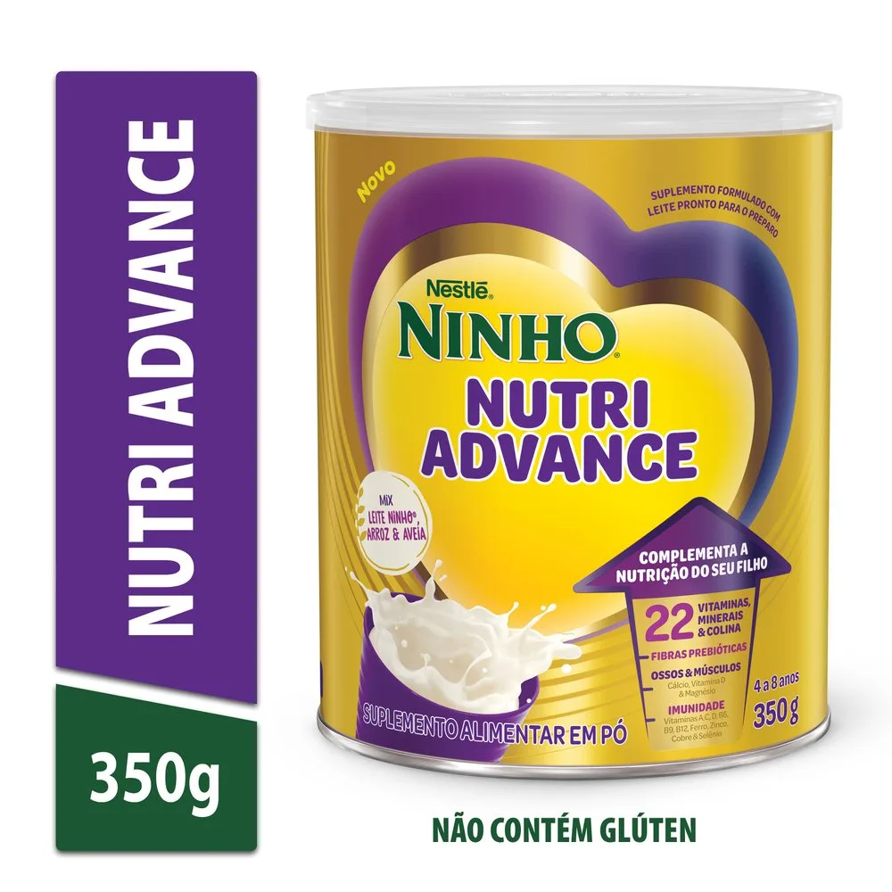 Suplemento Alimentar Infantil Ninho Nutriadvance de 4 a 8 anos Sabor Baunilha 350g