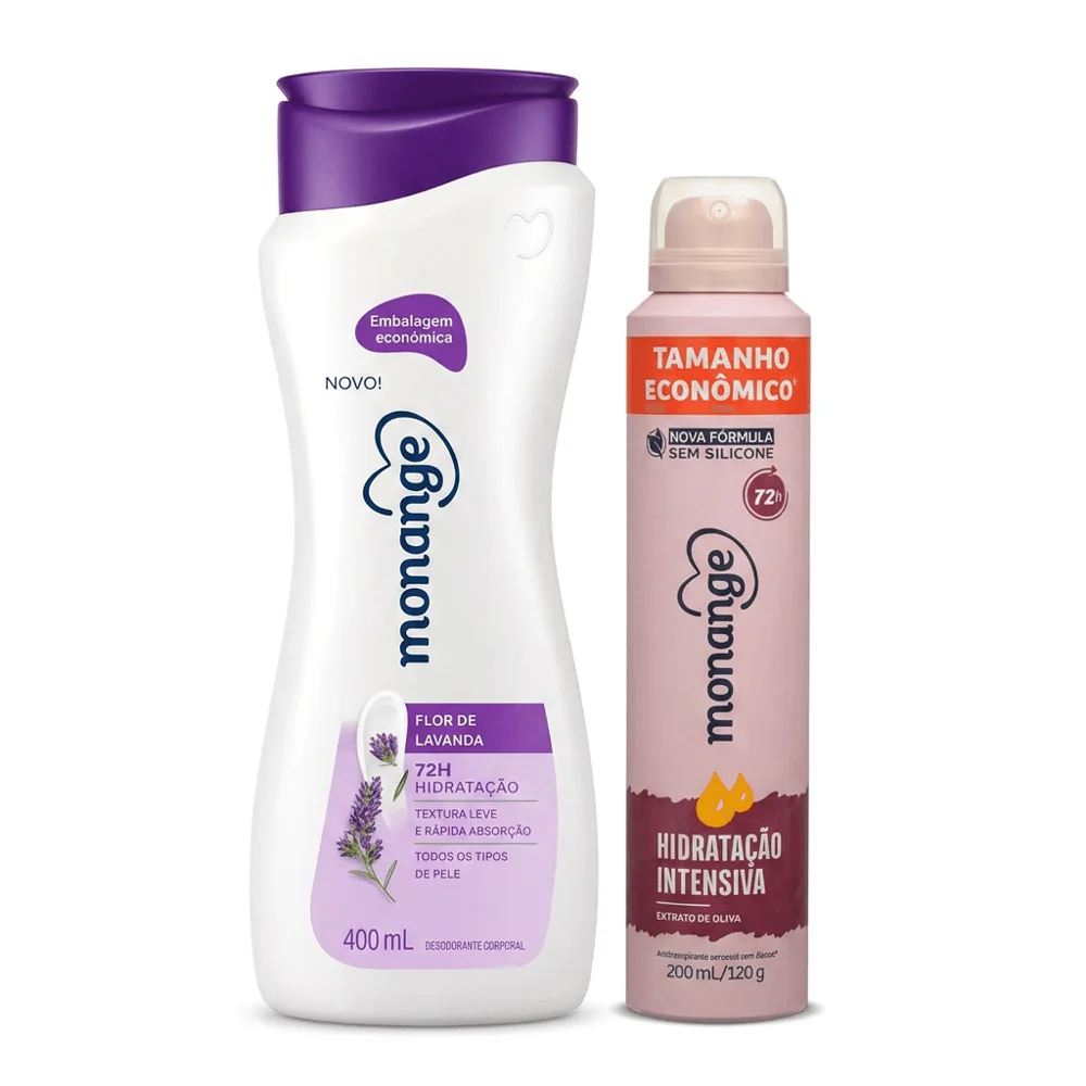Kit Monange Nutriskin Hidratante Corporal Flor de Lavanda 400ml + Desodorante Antitranspirante Aerossol 200ml