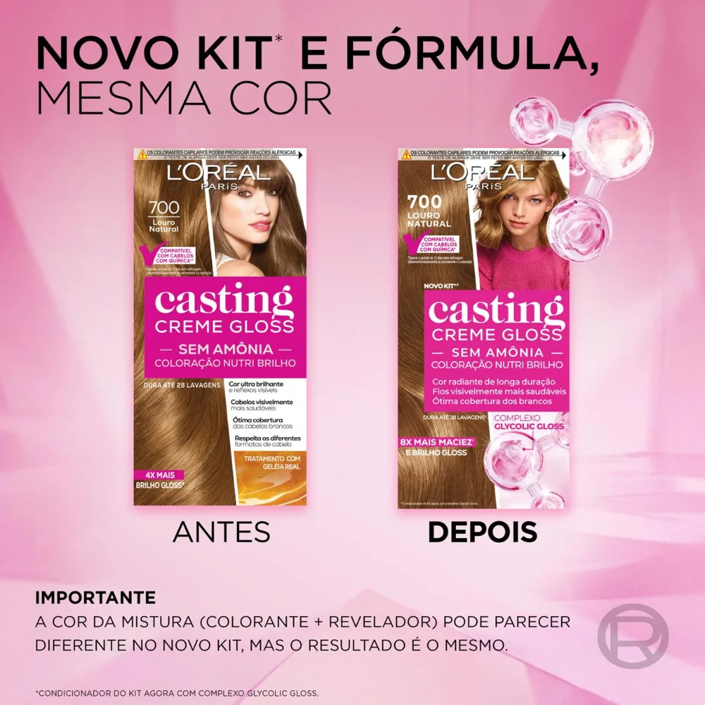 Tinta De Cabelo Casting Creme Gloss De L’oréal Paris 700 Louro Natural 246g