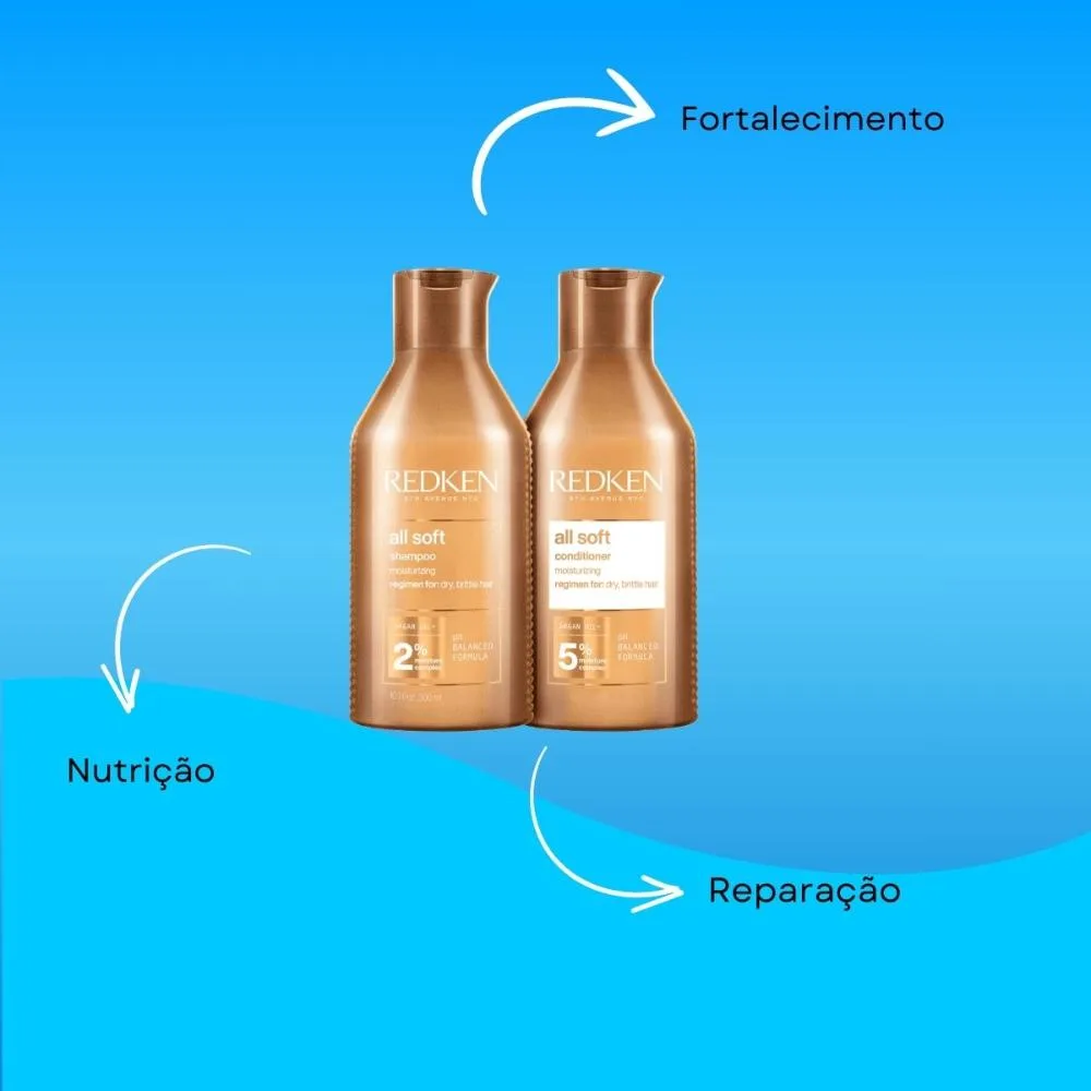 Redken - All Soft Shampoo + Condicionador - Kit Capilar - 2x300ml