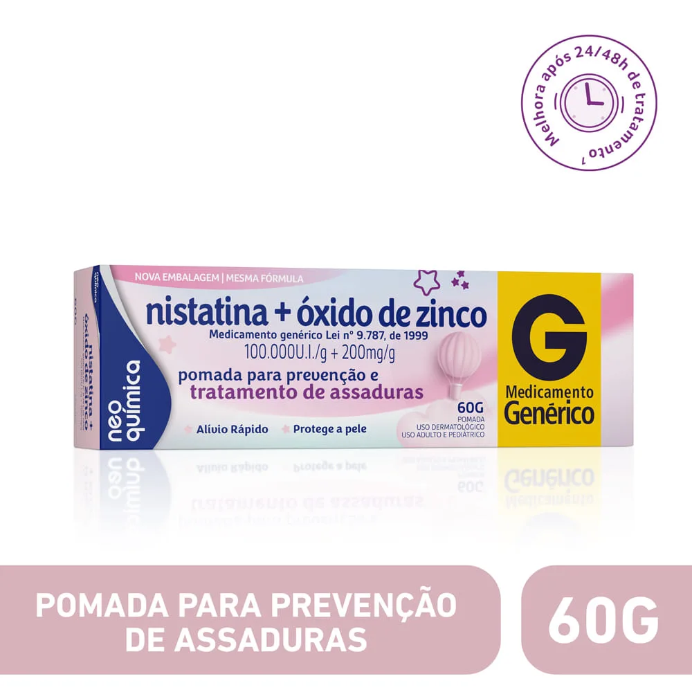 Pomada Antiassaduras Nistatina + Óxido de Zinco Neo Química 60g