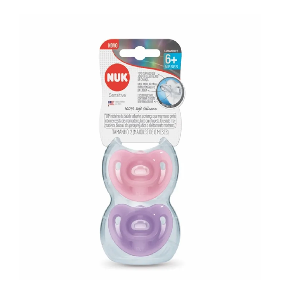Chupeta NUK Sensitive Soft Oral Fit +6 meses 100% Silicone Rosa Tamanho 2 2 Unidades