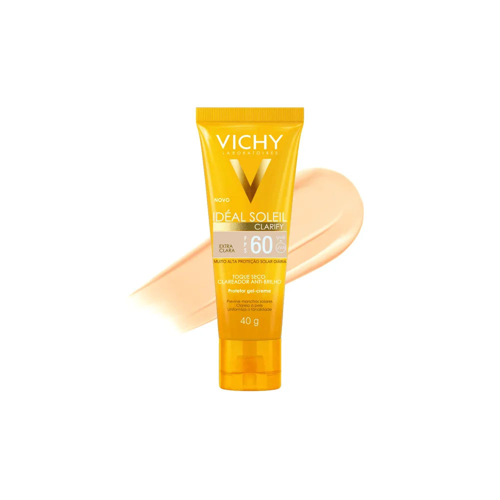 Protetor Solar Facial Vichy Ideal Soleil Clarify FPS60 Cor Extra Clara 40g