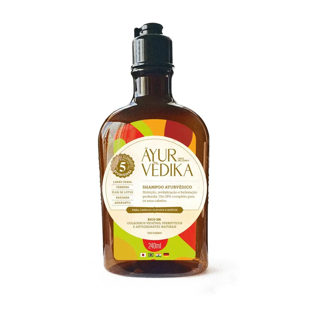 Shampoo Ayurvédico Cabelos Mistos e Oleosos Nutri e Hidrata