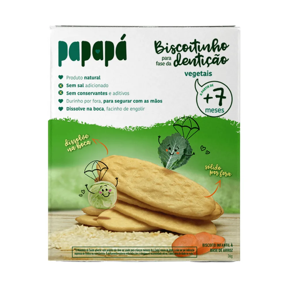 Biscoito Infantil Papapá Orgânica Sabor Vegetais para Dentição +6 meses 36g