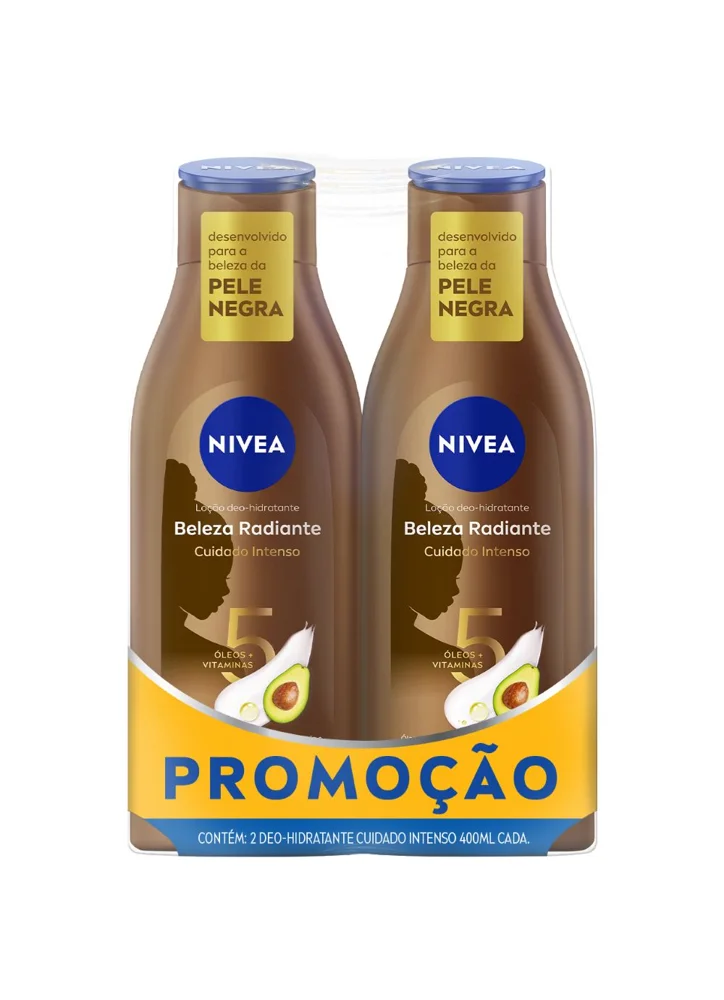 Kit Loção Hidratante Nivea Beleza Radiante Desodorante Corporal 400ml 2 Unidades