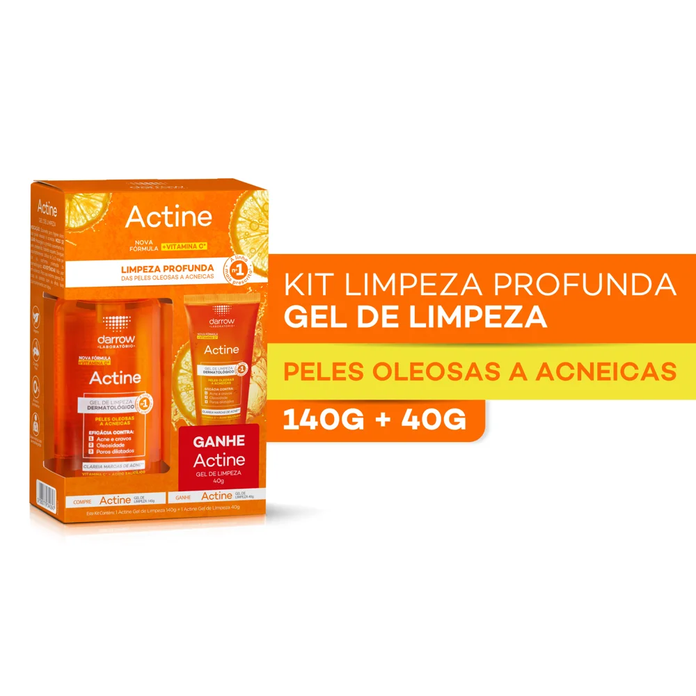 Kit Gel de Limpeza Facial Actine Darrow 140g 1 Unidade + Gel de Limpeza Facial Actine Darrow 40g 1 Unidade