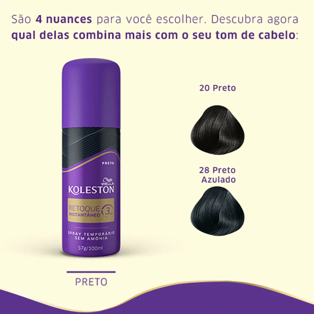 Tintura Koleston Spray Retoque Instantaneo Cor Preta 100ml/57g