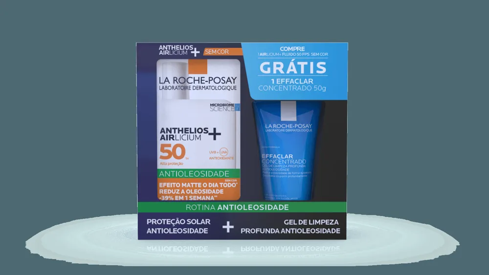 Kit Protetor Solar Facial La Roche-Posay Anthelios Airlicium+ Fluido FPS50 Sem Cor 40g 1 Unidade + Gel de Limpeza Effaclar Concentrado 50g 1 Unidade
