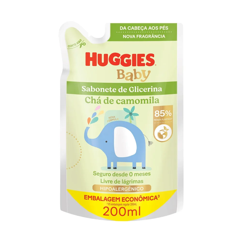 Sabonete Líquido Infantil Huggies Baby Glicerina Camomila Natural Refil 200ml