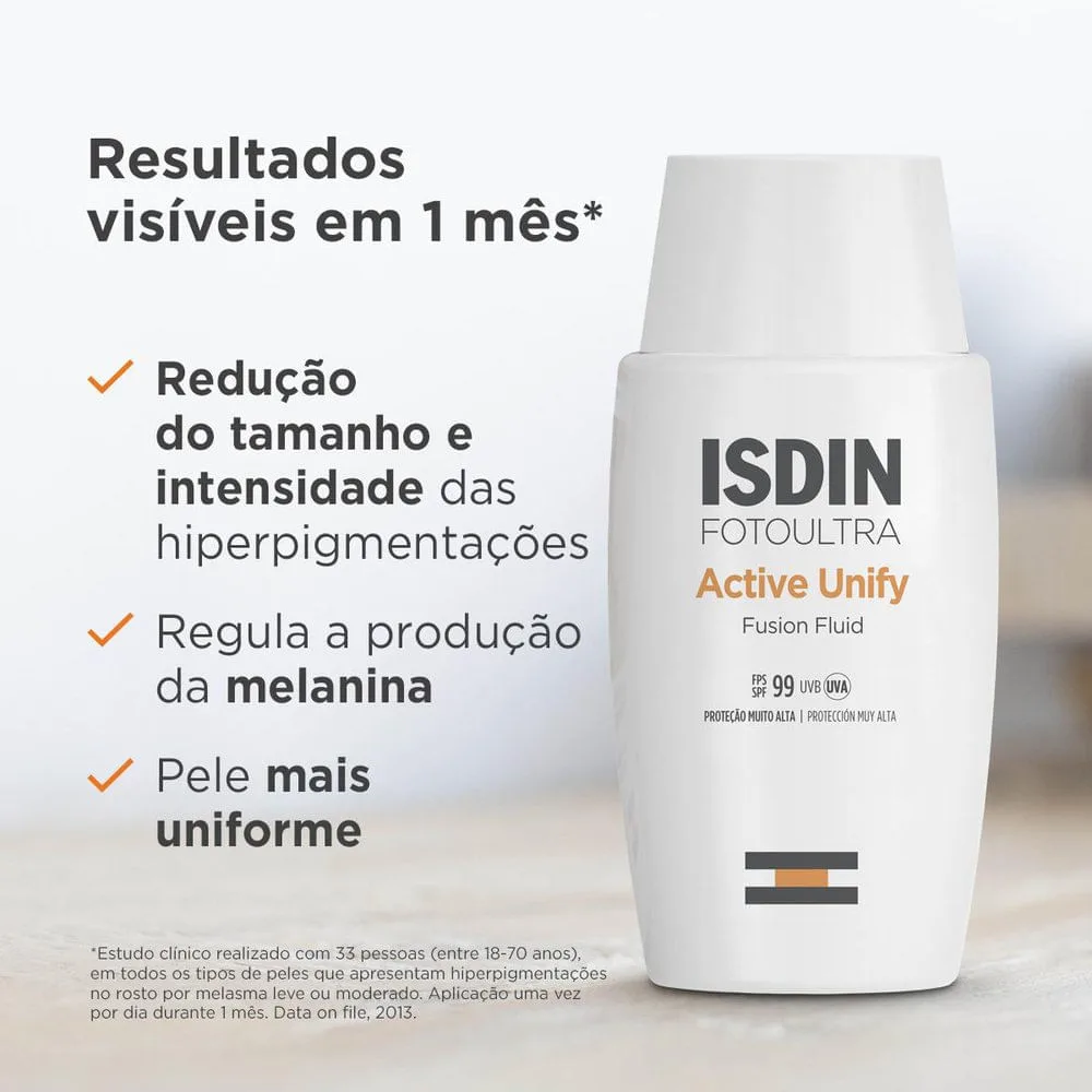 Protetor Solar Facial ISDIN Active Unify FPS99 Fusion Fluid Sem Cor 50ml
