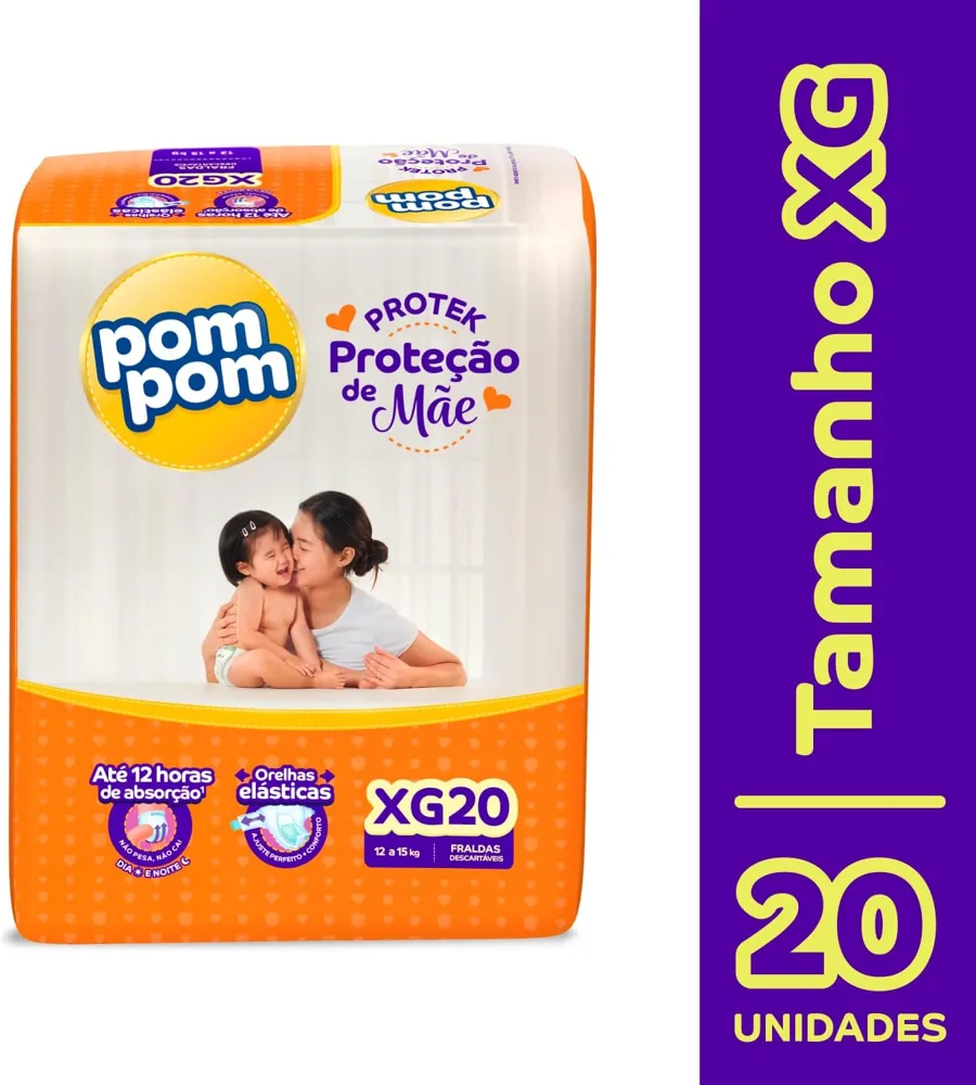 Fralda Pom Pom Protek Proteção de Mãe XG 20 Unidades