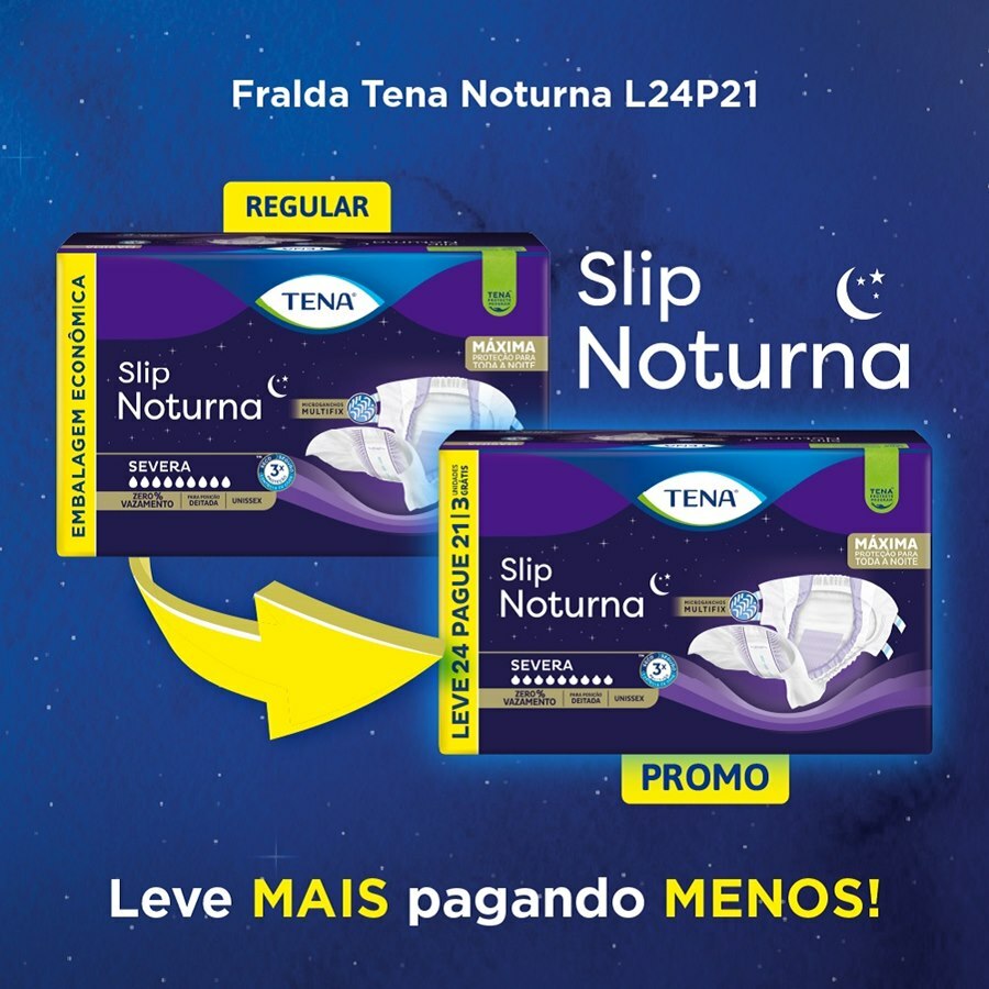 Fralda Geriátrica Unissex Tena Slip Noturna G - 24 Unidades