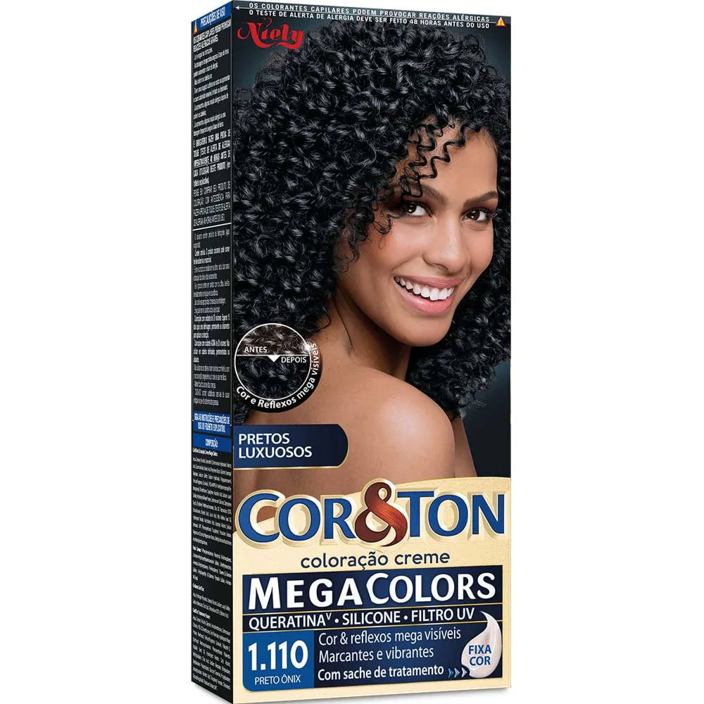 Tintura Cor&ton Mega Colors Preto Onix 1.110