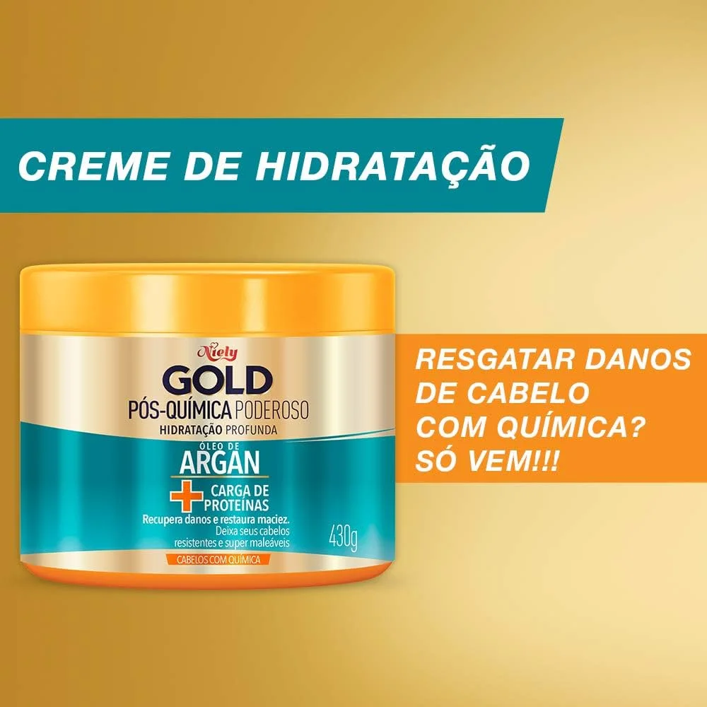 Máscara Capilar Niely Gold Pós-Química  Óleo de Argan 430g