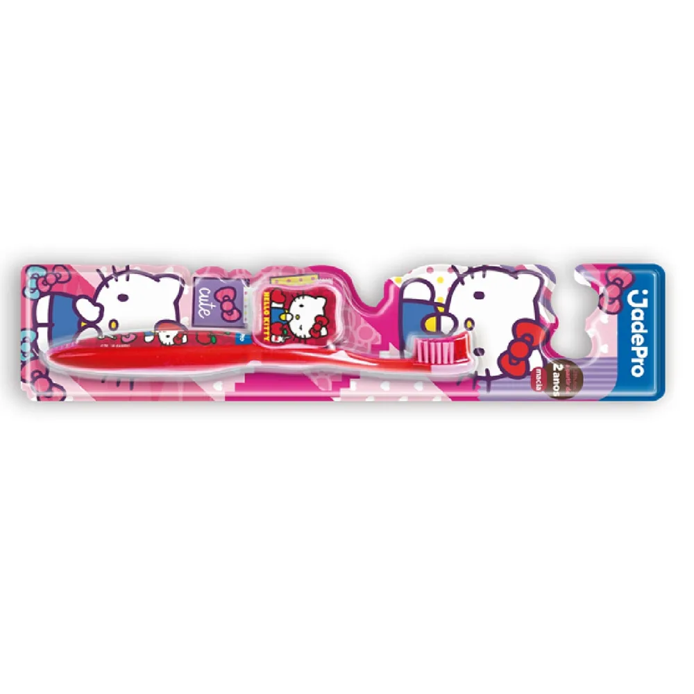 Escova Dental Jadepro Hello Kitty Com Protetor Macia A Partir De 2 Anos Com 01 Unidade