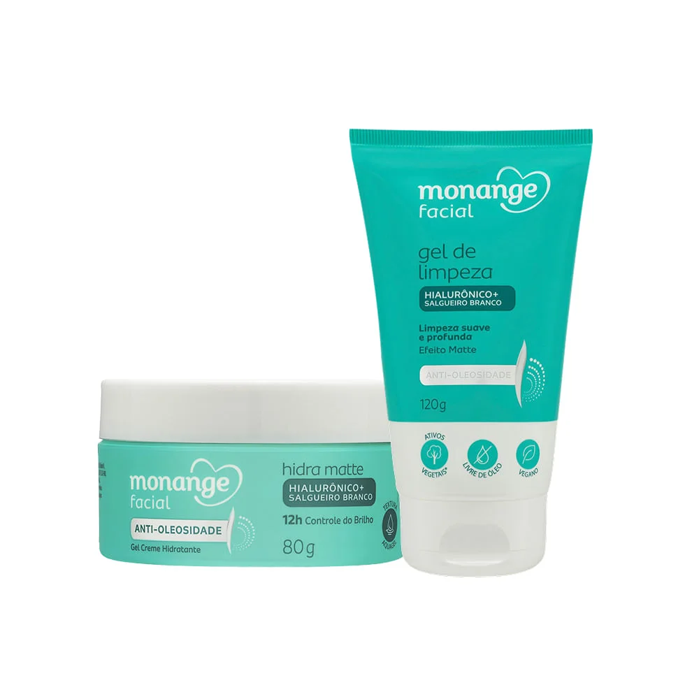 Kit Monange Gel de Limpeza Facial Antioleosidade 120g + Gel Creme Hidratante Facial 80g