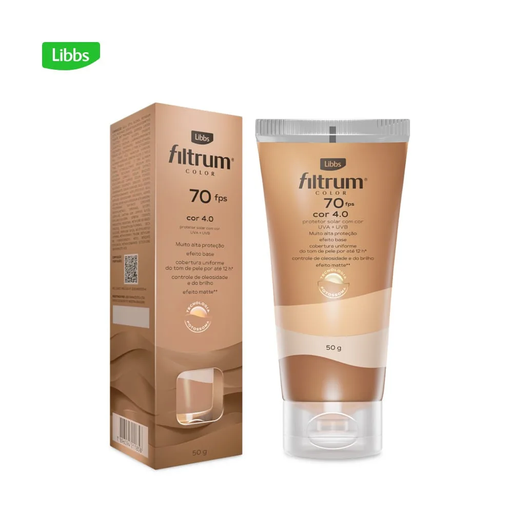 Protetor Solar Facial Filtrum Color FPS70 Cor 4.0 50g