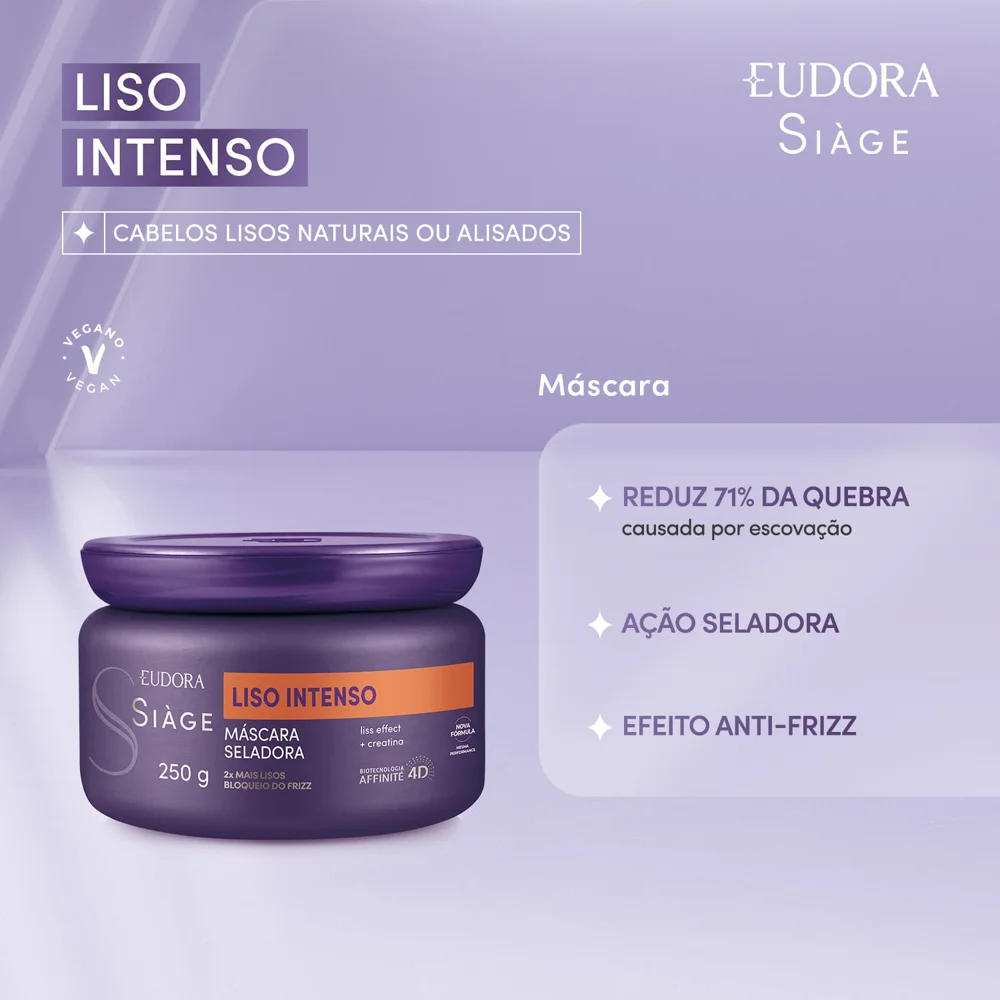 Máscara Capilar Eudora Siàge Liso Intenso Seladora 250g