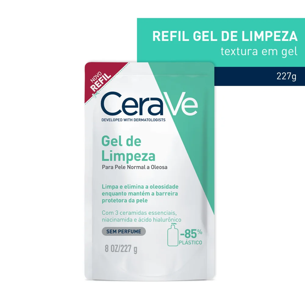 Gel de Limpeza Facial CeraVe Peles Normais a Oleosas Refil 227g
