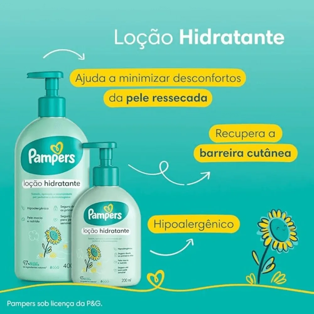 Loção Hidratante Infantil Pampers Bebê Girassol Hipoalergênica 200ml