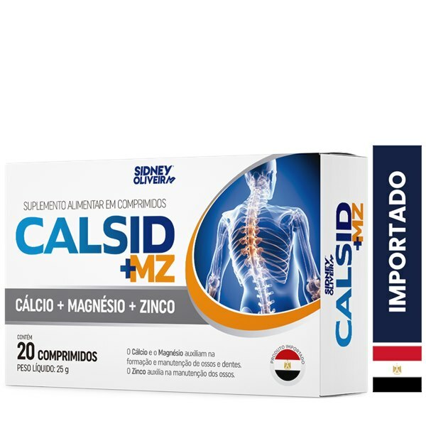 Calsid+MZ Cálcio + Magnésio + Zinco — 20 Comprimidos (Egito)