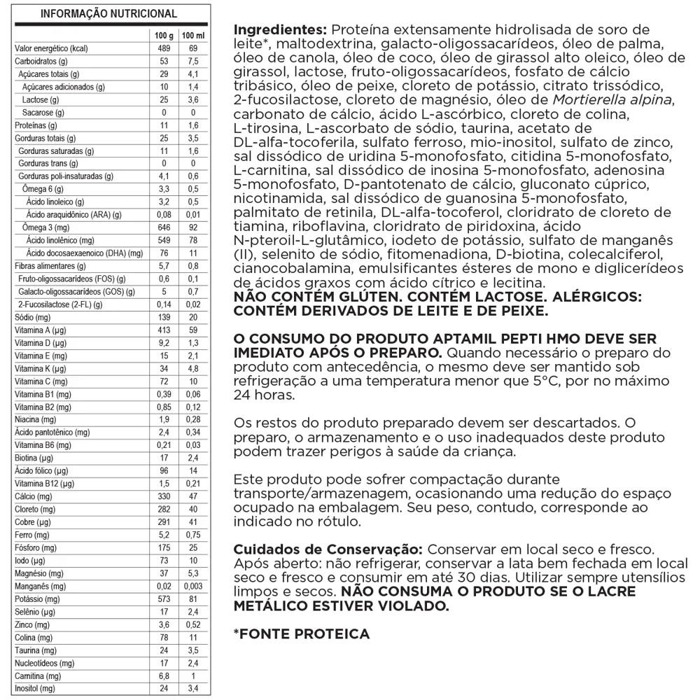 Fórmula Infantil Aptamil Pepti De 0 A 3 Anos 400g