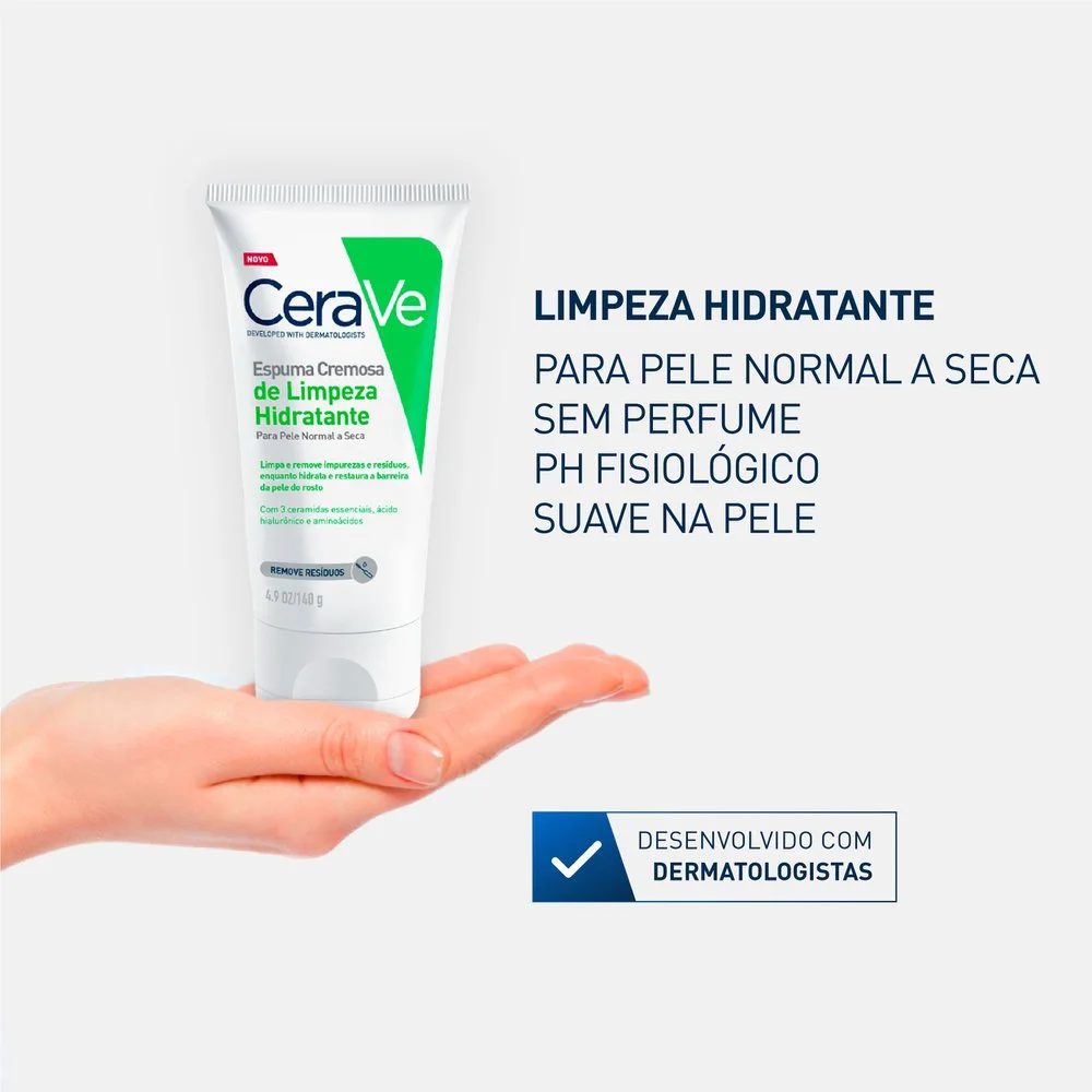 Espuma de Limpeza Facial CeraVe Hidratante Pele Normal a Seca 60g