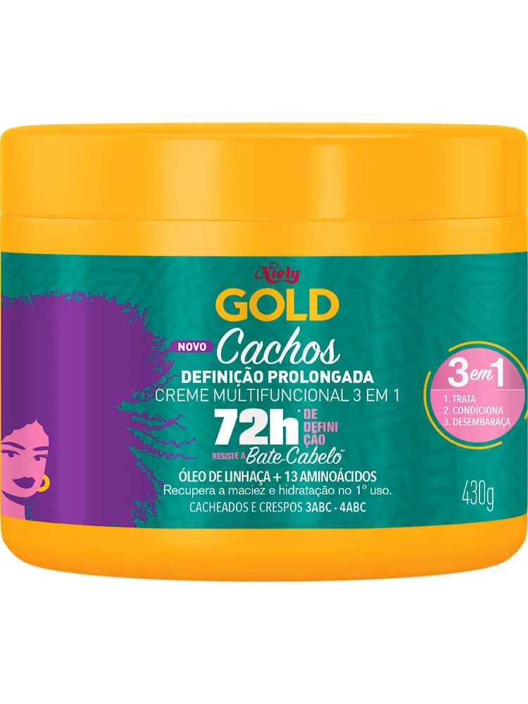 Creme Multifuncional Niely Gold Cachos Definição Prolongada 72h 430g